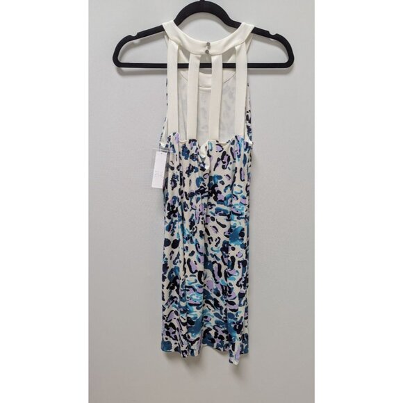 White House Black Market White/Blue Spotted Halter-Neck Dress - Picture 2 of 2